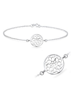 Designed Art Flower Silver Bracelet BRS-591